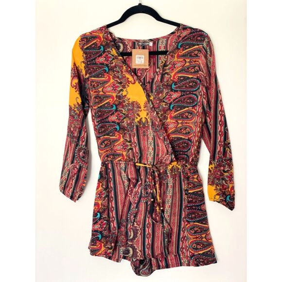 Earthbound Paisley Boho Long Sleeves Romper Size Small NEW Country Colorful h25 - Picture 1 of 15